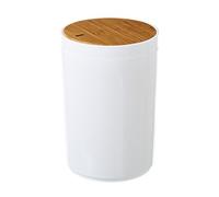 Hogar y Mas Papelera para baño de Poliestireno, tapa en Madera de Bambú Natural.