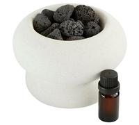 Hogar y Mas Quemador ACEITES Esenciales Decorativo con Piedras DE CERÁMICA 13,8X9,8CM + 1 Bote Aceite 10ML - Blanco