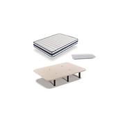 HOGAR24 Base Tapizada + Colchón Viscoelástico Visco Medicot 3D + Almohada Fibra Resinada, 150x190 - Patas Metal 32 cm