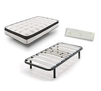 HOGAR24 Colchón Viscoelástico Bioluxe 3D + Somier Multiláminas con Patas De 26cm + Almohada 100% Viscoelástica, 90x180cm