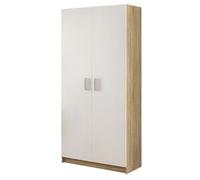 HOGAR24 ES Armario 2 Puertas, Armario Juvenil, Color Blanco y Cambrian, Medidas: 90 cm (Ancho) x 199,4 cm (Ancho) x 50 cm (Fondo).