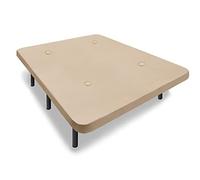 HOGAR24 ES Base tapizada 150 x 190 Reforzada con 7 Patas metálicas Alto 26 cm, tapizado 3D Color Beige + 4 válvulas de transpiración.