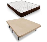 HOGAR24 ES | Base Tapizada en Tejido 3D Color Beige + Colchón Dream Flex 13 | Incluye Juego de Patas de 32 cm | Medidas: 135x180 cm
