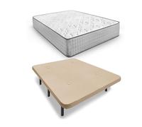 HOGAR24 ES | Base Tapizada en Tejido 3D Color Beige + Colchón Viscoelástico Natur Plus Edition 24 | Incluye Juego de Patas de 32 cm | Medidas: 135x190 cm