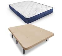 HOGAR24 ES | Base Tapizada en Tejido 3D Color Beige + Colchón Viscoelástico Relax Edition 18 | Incluye Juego de Patas de 32 cm | Medidas: 135x200 cm