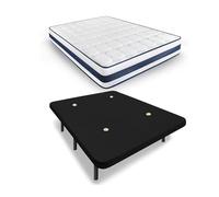 HOGAR24 ES | Base Tapizada en Tejido 3D Color Negro + Colchón Viscoelástico MultiCare Class | Incluye Juego de Patas de 25 cm | Medidas: 150x190 cm