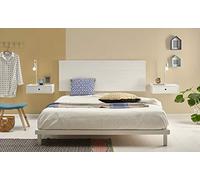 HOGAR24 ES- Cabecero Madera Lacado Blanco + 2 mesitas flotantes con cajón. Medidas cabecero: 155 x 60 x 2 cm.