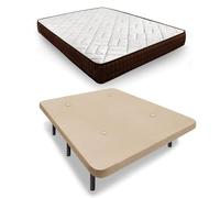 HOGAR24 ES | Cama Completa | Base Tapizada + Colchón Dream Flex 13 | Válvulas de Transpiración | Color Beige | Juego de Patas 26 cm | Colchón Transpirable, Firme y Confortable | 150x180 cm