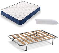 HOGAR24 ES Cama Completa - Colchón Viscoelástico Viscorelax Reversible + Somier Basic + 4 Patas, Regalo Almohada Fibersoft, 105x180cm