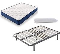 HOGAR24 ES Cama Completa - Colchón Viscoelástico Viscorelax + Somier Multiláminas + 4 Patas de 32cm + Almohada de Fibra, 80x190 cm