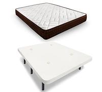 HOGAR24 ES Cama Completa, Colchón Viscosoft Dream Flex 18 + Base Tapizada Color Blanco con Tejido Transpirable y 6 Patas 32 cm, Medida: 135x190 cm