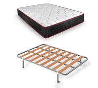 HOGAR24 ES | Cama Completa | Somier Basic + Colchón Viscoelástico Memory Premier | Incluye Juego de Patas con Abrazadera de 25 cm | Medidas: 120x180 cm