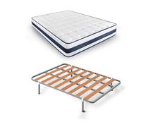 HOGAR24 ES | Cama Completa | Somier Basic + Colchón Viscoelástico MultiCare Class | Incluye Juego de Patas con Abrazadera de 25 cm | Medidas: 120x190 cm