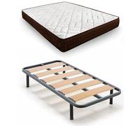 HOGAR24 ES | Cama Completa | Somier Lama Ancha + Colchón Dream Flex 15 | Incluye Juego de Patas Roscadas de 25 cm | Medidas: 90x190 cm