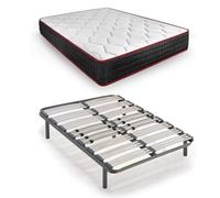 HOGAR24 ES | Cama Completa | Somier Multiláminas con Regulación Lumbar + Colchón Viscoelástico Memory Premier | Incluye Juego de Patas Roscadas de 25 cm | Medidas: 105x190 cm