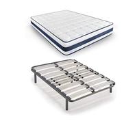 HOGAR24 ES | Cama Completa | Somier Multiláminas con Regulación Lumbar + Colchón Viscoelástico MultiCare Class | Incluye Juego de Patas Roscadas de 25 cm | Medidas: 120x190 cm