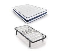 HOGAR24 ES | Cama Completa | Somier Multiláminas con Regulación Lumbar + Colchón Viscoelástico MultiCare Class | Incluye Juego de Patas Roscadas de 25 cm | Medidas: 90x180 cm