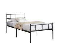HOGAR24 ES | Cama Individual con Espacio Almacenamiento Debajo de la Cama | Somier Metálico con Patas de 90 x 190 cm | Estructura de Cama con Cabecero | Color Negro | Fácil Montaje.