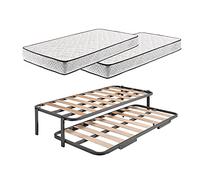 HOGAR24 ES Cama Nido Metálica Reforzada + 2 Colchones Flexitex, 105x190