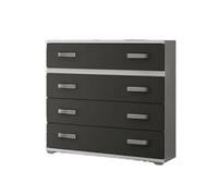 HOGAR24 ES - Comoda 4 cajones, Comoda Dormitorio, Diseño Moderno, Color Blanco-Grafito, Medidas: 89 cm x 89,6 cm x 39,6 cm