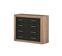 HOGAR24 ES Comoda 4 cajones, Comoda Dormitorio, Diseño Moderno, Color Cambrian-Grafito, Medidas: 56,64 cm (Ancho) x 81,5 cm (Alto) x 39,6 cm (Fondo).
