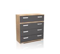HOGAR24 ES - Comoda 4 cajones, Comoda Dormitorio, Diseño Moderno, Color Cambrian-Grafito, Medidas: 89 cm x 89,6 cm x 39,6 cm