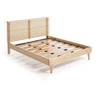 HOGAR24 ES - Dallas - Cama de Madera Maciza con cabecero, Acabado Color Natural. Incluye somier de láminas Reforzado. Válido para colchón de 150 x 190 cm.
