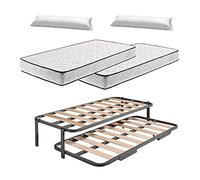 HOGAR24 ES.es-Cama Nido Estructura Reforzada Doble Barra Superior (4 Patas) + 2 Flexitex + 2 Almohadas de Fibra, 80x200cm