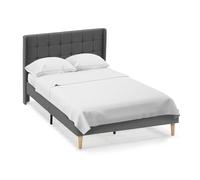 HOGAR24 ES - Estructura de Cama Tapizada con Cabecero, Base Tapizada para Colchón, Somier de Láminas de Madera, Fácil Montaje, Color Gris Claro. Medida 150x190 cm.