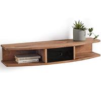 HOGAR24 ES Mueble recibidor Madera Maciza Natural con cajón, Acabado Encerado y Negro. Medidas: Largo 100 cm x Ancho 30 cm x Alto 18 cm