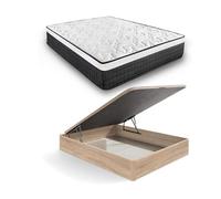 HOGAR24 ES | Pack Colchón Viscoelástico Bio Deluxe Premium 25 + Canapé Madera Abatible Gran Capacidad | Color Roble Cambrian | Medida: 150x190 cm