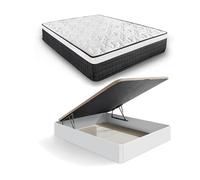 HOGAR24 ES | Pack Colchón Viscoelástico Bio Deluxe Premium 25 + Canapé Madera Abatible Gran Capacidad | Color Blanco | Medida: 150x190 cm