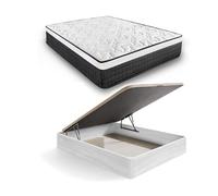 HOGAR24 ES | Pack Colchón Viscoelástico Bio Deluxe Premium 25 + Canapé Madera Abatible Gran Capacidad | Color Ártico | Medida: 135x190 cm