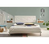 HOGAR24 ES R55-155 cm- Cabecero Tapizado, Válido para Cama 135-150 cm, Color Blanco