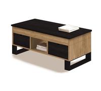 HOGAR24 ES - Sena - Mesa Centro Elevable Madera Maciza Natural, Combinado Color Encerado y Negro. Medidas: 100 cm x 50 cm x 47 cm.