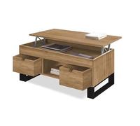 HOGAR24 ES - Sena - Mesa Centro Elevable Madera Maciza Natural, Combinado Color Encerado y Negro. Medidas: 100 cm x 50 cm x 47 cm.