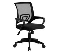 HOGAR24 ES | Silla Oficina Ergonómica Ajustable con Soporte Lumbar | Reposabrazos y Asiento Acolchado | Malla Transpirable con Respaldo Medio | Modo Mecedora | Para Sala de Conferencias | Color Negro.