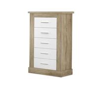 HOGAR24 ES - Sinfonier 5 cajones, Sinfonier Dormitorio, Estilo Nórdico, Color Cambrian-Blanco, Medidas: 66 cm x 107 cm x 39,6 cm
