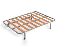 HOGAR24 ES | Somier Básico de Láminas de Madera | Estructura de Tubos de Acero de 30x30 mm | Medida: 135x190 cm | Incluye Juego de Patas de 26 cm | Ruedas en 2 Patas para un Mejor Desplazamiento