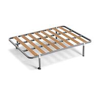 HOGAR24 ES Somier Lama 100 + 6 Patas cuadradas Tubo de Acero 30 x 30 mm, láminas de chopo, con Refuerzo Central (135x200)
