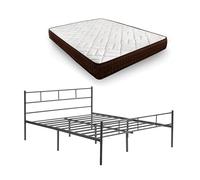 HOGAR24 ES - Somier Metálico con Patas, Estructura de Cama y Cabecero + Colchón Viscoelástico Dream Flex 15, Medida: 135x190 cm