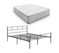 HOGAR24 ES - Somier Metálico con Patas, Estructura de Cama y Cabecero + Colchón Viscoelástico Natur Plus Edition 24, Medida: 135x190 cm