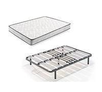 HOGAR24 ES TM63- Colchón + Somier Multiláminas con Patas, Medida 150x200 cm. Núcleo Alta Densidad Transpirable con Tejido 3D y Aloe Vera.