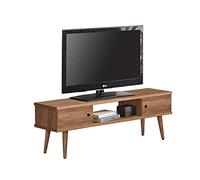 Hogar24-Mesa televisión, Mueble TV salón diseño Vintage, 2 Puertas y Estante, Madera Maciza Natural, fabricación Artesanal. 110 cm x 40 cm x 30 cm