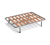 HOGAR24 Somier Lama 100 + 6 Patas cuadradas Tubo de Acero 30 x 30 mm, láminas de chopo, con Refuerzo Central (150x180)