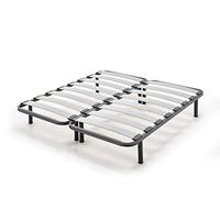 HOGAR24 Somier Laminas Madera Haya Vaporizadas con Tacos Anti-Ruido Y Tubo De Acero 40 x 30 + 8 Patas Roscadas De 32cm (180X190cm) (2 Somieres De 90cm con Abrazaderas)