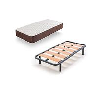 HOGAR24 XP25- Colchón viscoelástico + Somier Lama Ancha con Patas, Medida 90x190 cm, Máxima Calidad En Descanso, Confort Y Firmeza Alta, Grosor 30 cm.