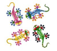 hogardeck Decoración de Pared de Metal Gecko para Exteriores, Paquete de 4 esculturas y estatuas de jardín con Cabeza agitadora, decoración de Primavera para Patio Delantero, Valla de Patio