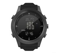 HOgardenME North Edge AP46 - Reloj deportivo táctico para hombre, podómetro, termómetro, retroiluminación EL, caja de metal impermeable para senderismo, camping, color negro