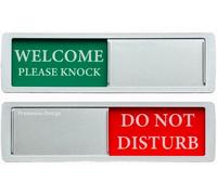 Hoge Kwaliteit Welcome please knock - Do Not Disturb Sliding Signs Aluminio Look 17.5 x 5 x 0.7 cm Mounting: Strong Adhesive Surface Signs with Sliding Function